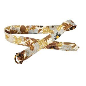 J.Crew Women’s Floral Print Cotton Belt With Tortoise Ring Round Buckle Size M/L